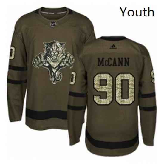 Youth Adidas Florida Panthers 90 Jared McCann Premier Green Salute to Service NHL Jersey